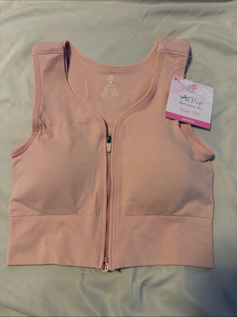 NWT American Breast Care ABC Active Recovery Bra Style 520 Pink Medium